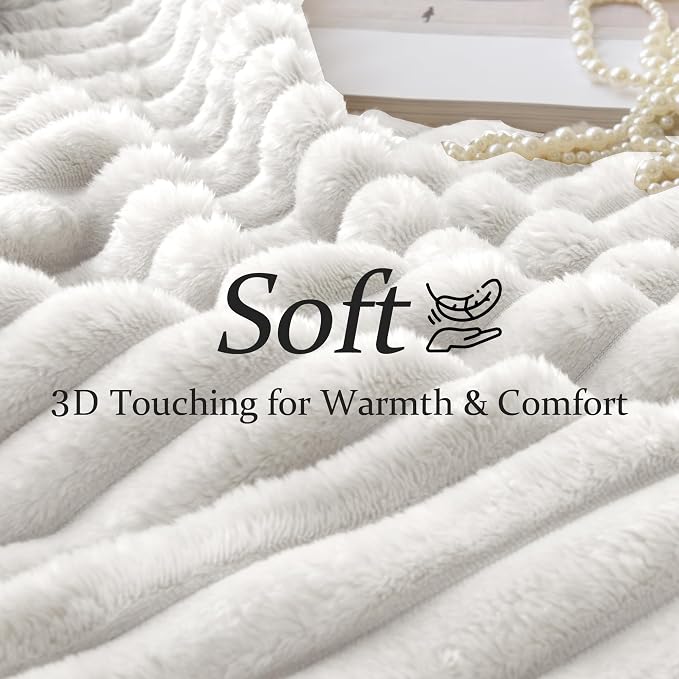 White Fleece King Throw Blanket for Couch & Bed, Cozy Warm for Women Girls | Soft flannel, no-pill & no-shed. Lightweight for sofa, chair, car and home decor. For Mother's Day, Graduation, Christmas.