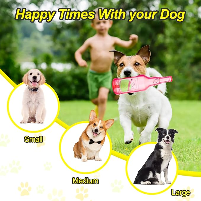 Water Bottle Dog Toy for Aggressive Chewers, Cute Squeaky Indestructible Water Bottle Dogs Chew Toys for Medium/Small Dogs Interactive Dog Toys to Exercise and Accompany (Red-Large)