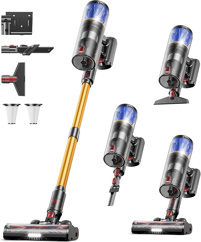 Cordless Vacuum Cleaner for Home, 65KPA 650W 70Mins Stick Vacuum Cordless with Three Suction Modes, Self-Standing&LED Screen, Anti-Tangle Brush, Vacuum Cleaners for Pet Hair/Hardwood Floors/Carpet
