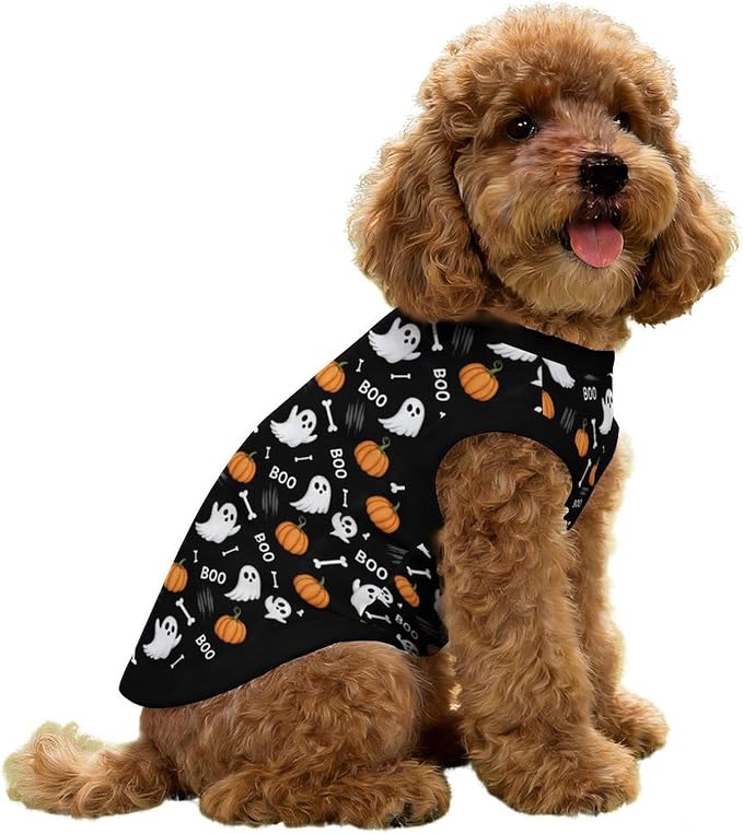 Halloween Pet Vest Spooky Boo Pet Shirts Small | bone pumpkin Dog Shirt Vest cute pet Sleeveless Vests Ice Silk Dog T-Shirts holiday Dog Clothes Halloween Canine Wear
