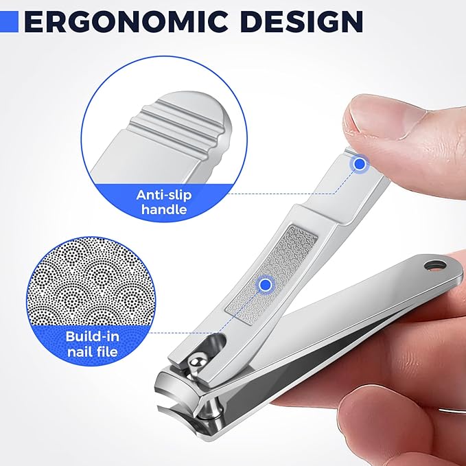 DRMODE Finger Nail Clippers Adult, 2 Pack Large & Small Nail Clippers Set for Men Wome Fingernail Toenail, Stainless Steel Sharp Toenail Clippers Travel Nail Cutter Timmer with Case