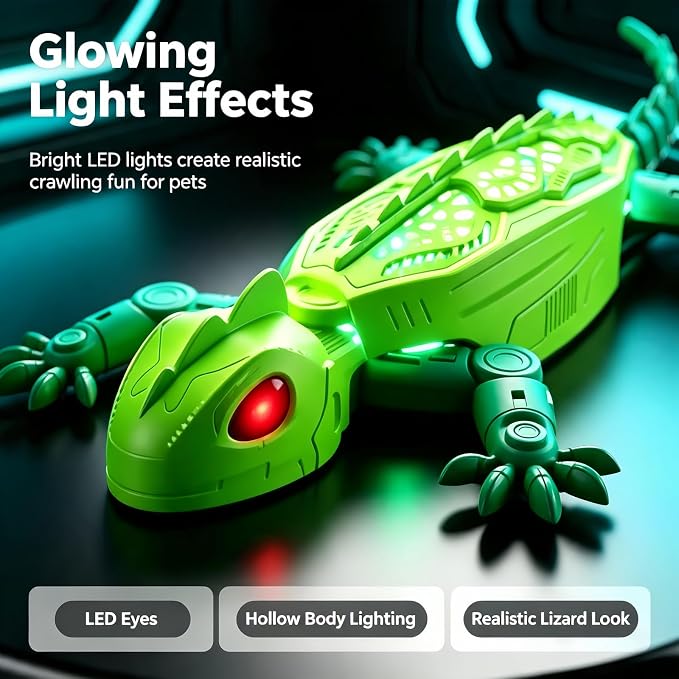 Remote Control Lizard Cat Toy,Remote Control Rechargeable Wall Climbing Gecko Toy, Wall Crawling Lizard Interactive Pet Play Accessory, Fun Prank Entertainment Toy for Cats and Dogs(Green)