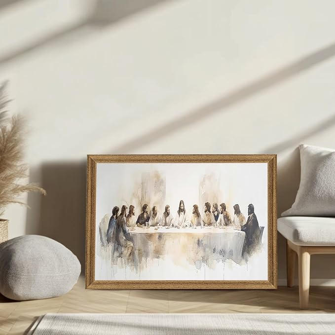 Fantasy Artists The Last Supper Christian Wall Art – Sacred Biblical Scene of Jesus and the Twelve Apostles, Reverent Religious Artwork for Church, Prayer Room & Faith-Centered Home,20W X 30H