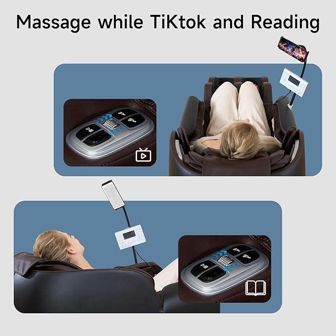 Real Relax 2026 Massage Chair Full Body,Zero Gravity SL-Track Shiatsu Massage Recliner with Upgraded Phone Controller and Holder,APP Control,Child Lock,Pause Button and Led Light,Favor-06,Dark Brown