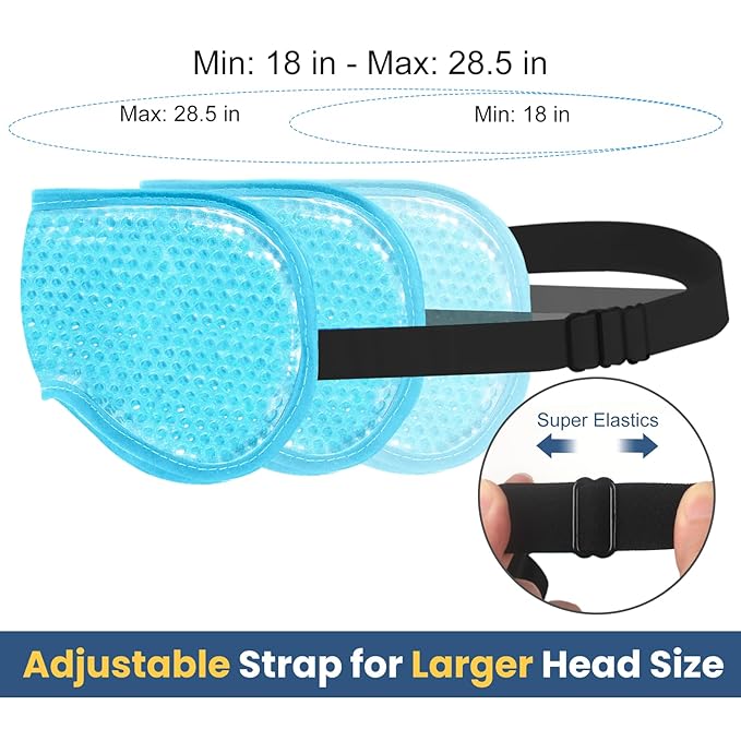 BeeVines Cooling Eye Mask, 2 Pack XL Jumbo Size Freezer Gel Eye Masks for Puffy Eyes Face, Ice Eye Mask, Cold & Warm Compress, Frozen Ice Pack for Post Eye Surgery & Allergies(Blue)