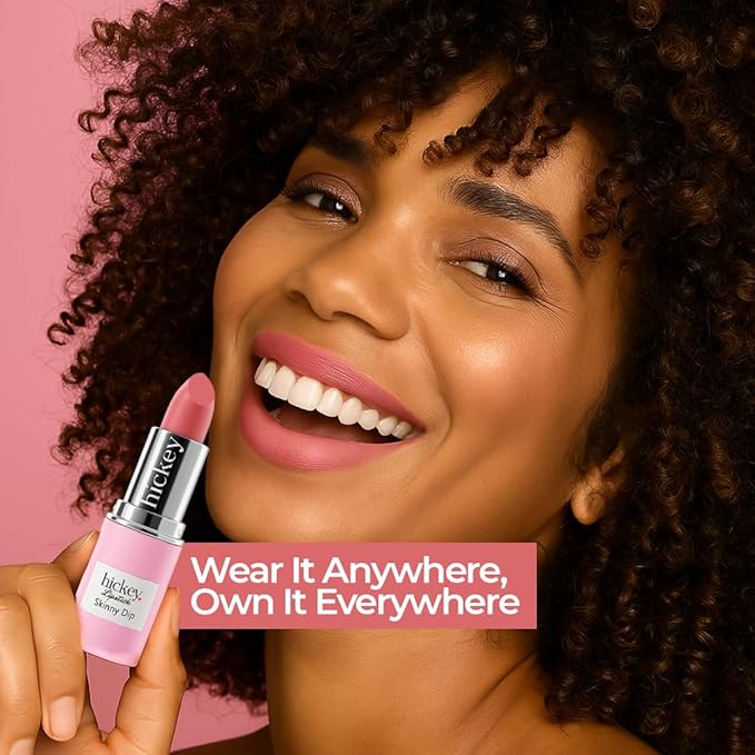 Hickey Lipstick Skinny Dip Light Pink Lipstick Refill - Long Lasting Lipstick for Women - Hydrating & Moisturizing Shade, Lip Color for Women, Gluten-Free & Vegan with Highly Pigmented