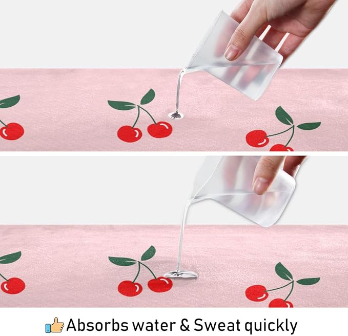Cherry Fruit Yoga Mat Towel Non Slip Soft Sweat Absorbent Hot Yoga Mat Towel, for Hot Yoga, Pilates and Workout-73 x 27 Inch