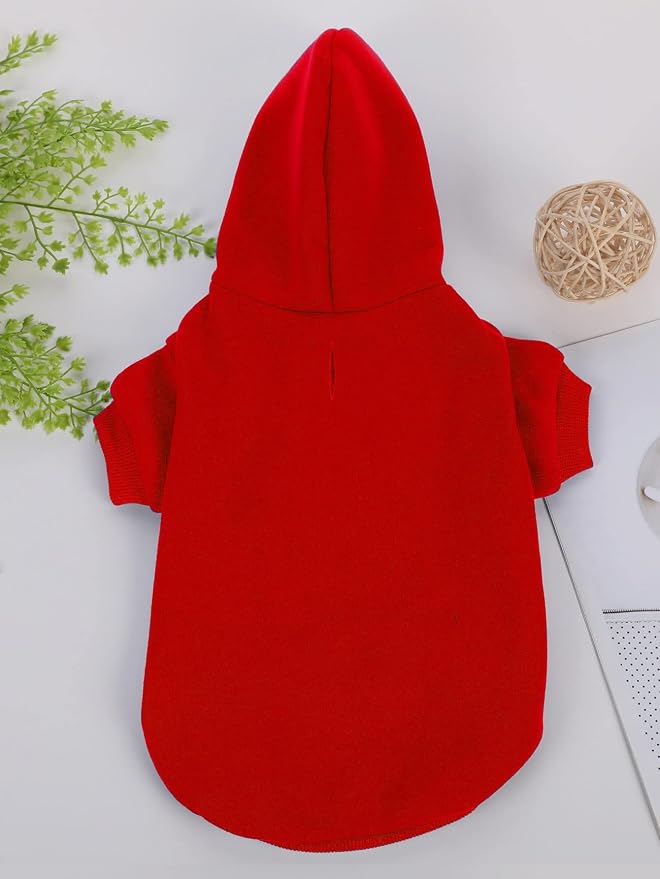Basic Dog Hoodie Sweatshirt Puppy Sweater Warm Cat Costumes Pet Clothes for Chihuahua Puppy Kitten Small Medium Dogs Red X-Large