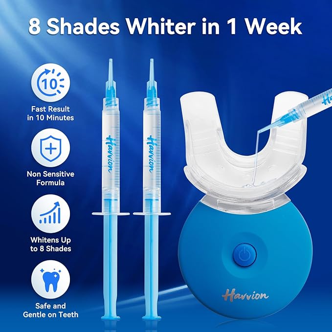 Teeth Whitening Kit, LED Accelerator Light, 3 Carbamide Peroxide Whitening Gel, Dental-Grade Whitening at Home