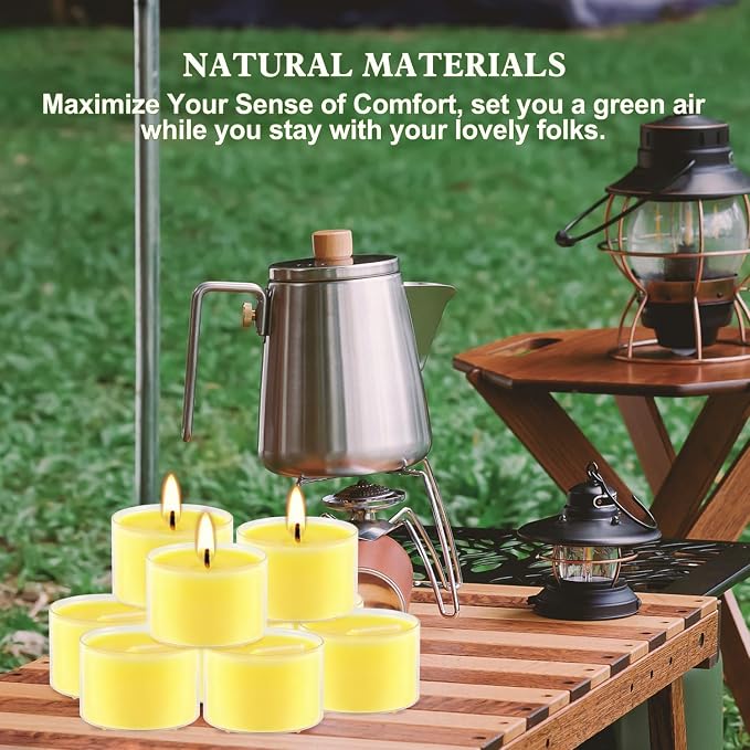 Fclayvts 8-Hour 50Pack Citronella Tealight Candles, Outdoor and Indoor Summer Scented Candle,Natural Soy Wax Candle for Home Patio Garden Yard Balcony,BBQ Birthday Emergency