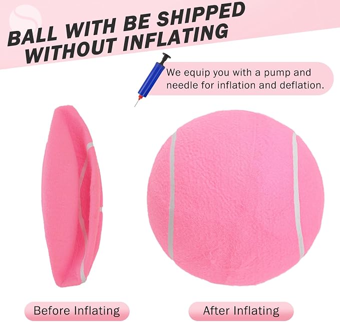 SCENEREAL Giant Tennis Ball for Dogs, 2 Pack 9.5" Inflatable Large Dog Balls for Large Medium Dogs Puppies, Funny Interactive Sports Ball for Indoor Outdoor Training Playing