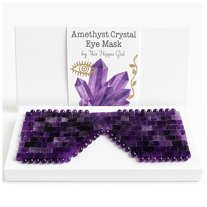 This Hippie Girl Amethyst Eye Mask – Natural Crystal Facial Mask for Puffiness, Dark Circles & Tension Relief. Cooling Spa Stone for Relaxation, Skincare & Beauty Routine
