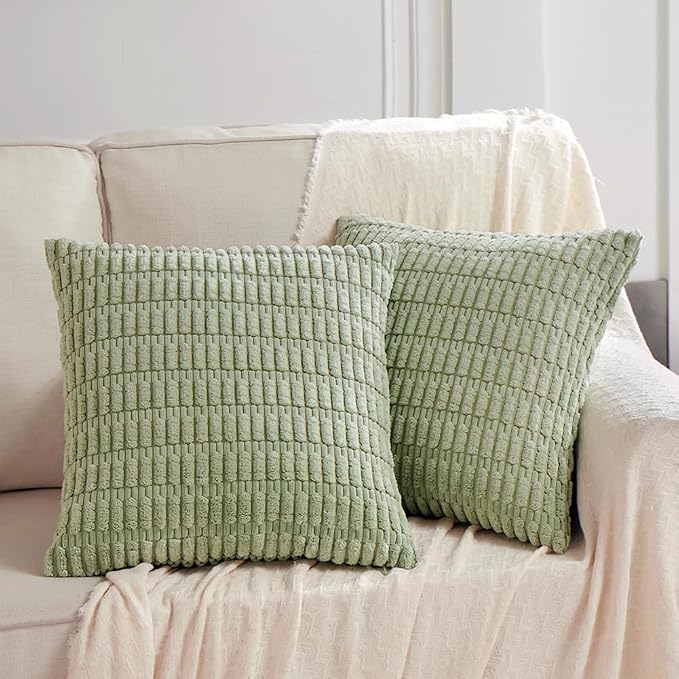 Fancy Homi 4 Packs Decorative Throw Pillow Covers for Living Room Couch Bed, Modern Farmhouse Boho Home Décor Accent Cushion Case, 24" x 24", Sage Green