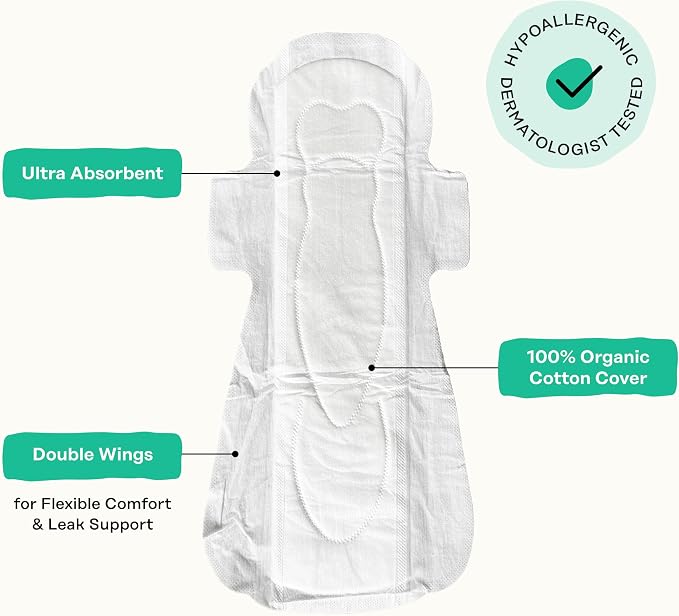 The Honey Pot Company - Herbal Pads for Women - Organic Incontinence Overnight w/Wings - Infused w/Essential Oils for Cooling Effect - Postpartum Essentials - Feminine Care - 16 ct