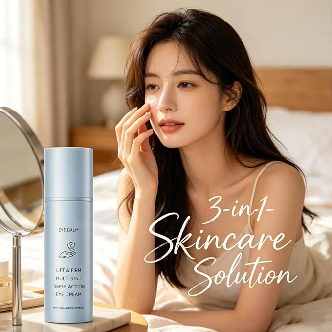 Korean Under Eye Balm, Hydrating Eye Balm Stick for Mature Skin, Collagen-Infused Multi Balm, Firming and Smoothing Eye Care Stick, Lightweight 3-in-1 Formula for Fine Lines (3pcs)