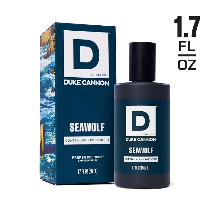 Duke Cannon Proper Cologne Seawolf | Men's Eau de Parfum | Driftwood and Coastal Air | Subtle, Fresh Long-Lasting Scent | 1.7 fl oz