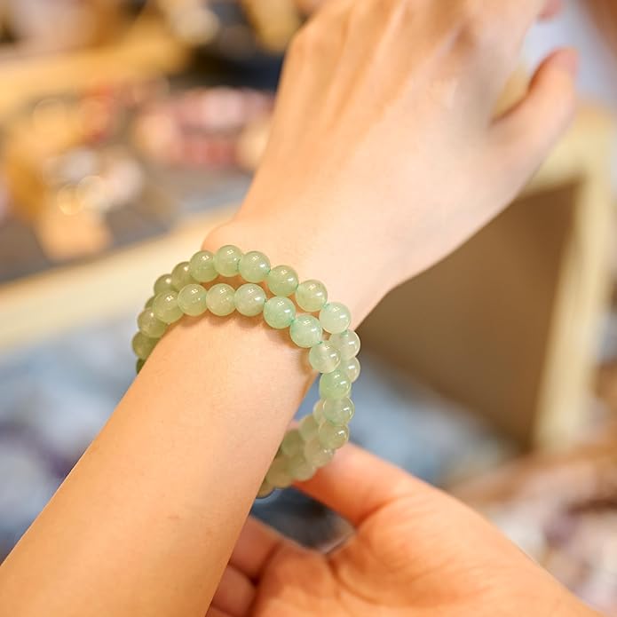 Bivei Natural Gemstone Semi Precious Healing Crystals Handmade Stretchy Round Beads Bracelet,Stocking Stuffers for Women Enhance Positive Energy