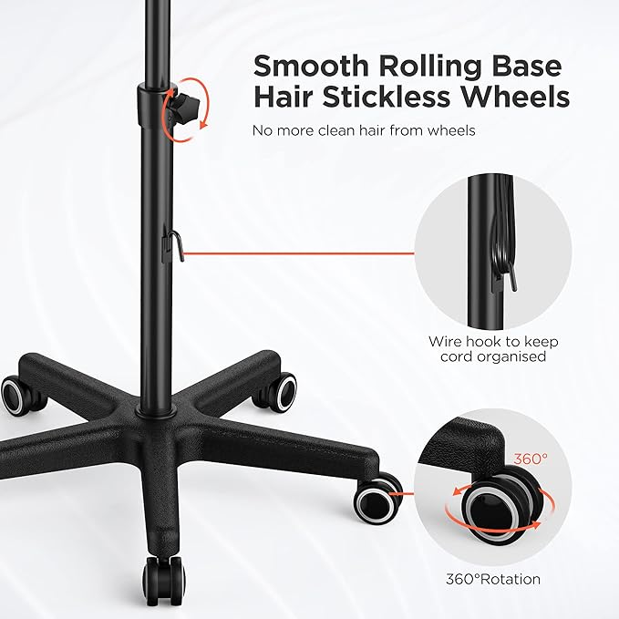 TASALON Ultimate Salon Tray on Wheels,Tray Cart with 2 Magnetic Bowls Irony Tattoo Table Station Rolling Tray with Hair Stickless Wheels,Chemical-Resistant Hair Stylist Instrument Tray,Tray for Dyson