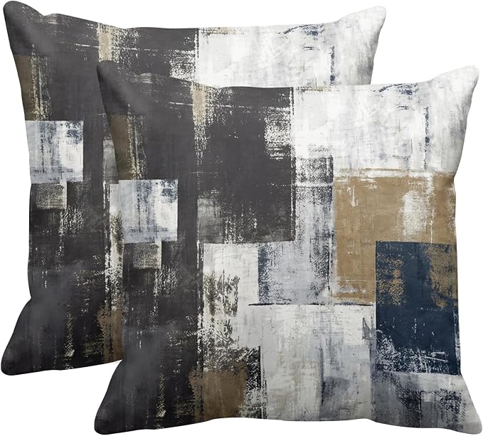 Emvency Throw Pillow Covers Set of 2, 18 x 18 Inch, Navy Blue Black | Abstract Modern Painting Outdoor Decorative Square Pillow Cases Couch Cushion Case for Couch Bed Sofa Living Room Home Decor