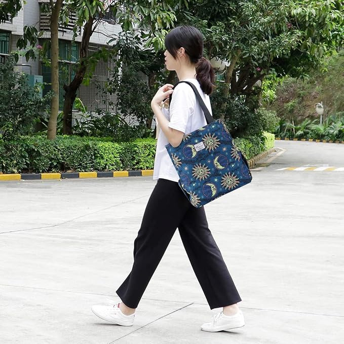 KAMO Floral Tote Bag - Waterproof Lightweight Handbags Travel Shoulder Bag for Hiking Yoga Gym Swimming Travel Beach