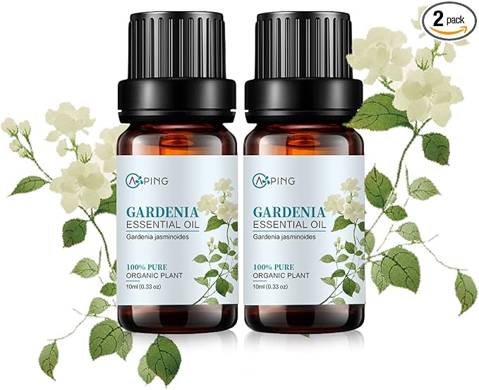 2-Pack Gardenia Essential Oil - 100% Pure Organic Natural Plant (Gardenia jasminoides) for Diffuser, Aroma, Spa, Massage, Yoga, Perfume, 2x10ML