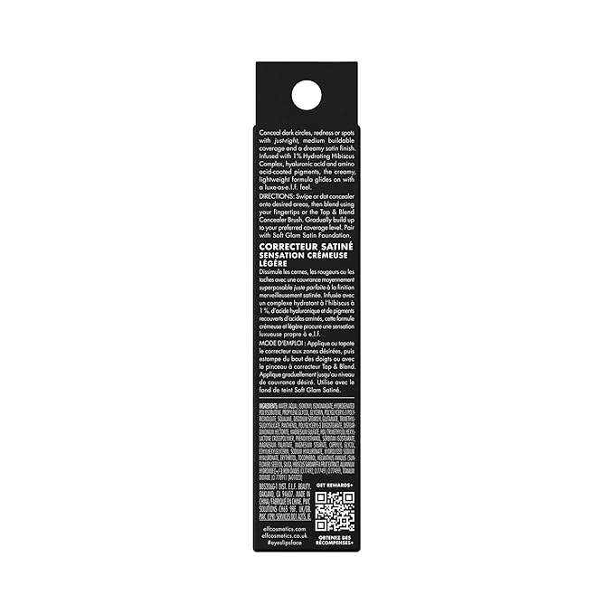 e.l.f. Soft Glam Satin Concealer, Medium Coverage For Blemishes & Under-Eye, Crease-Resistant, Long Lasting, Vegan & Cruelty-Free, 61 Rich Cool