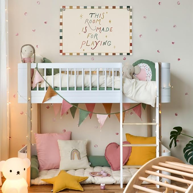 XYDEG Playroom Decor Canvas Banner, Boho Nursery This Room Is Made for Playing Flag Wall Decor, Playroom Wall Hanging Flag Decorations for Kids Boy Girl Nursery Toddler Room Bedroom, 30x20 Inch