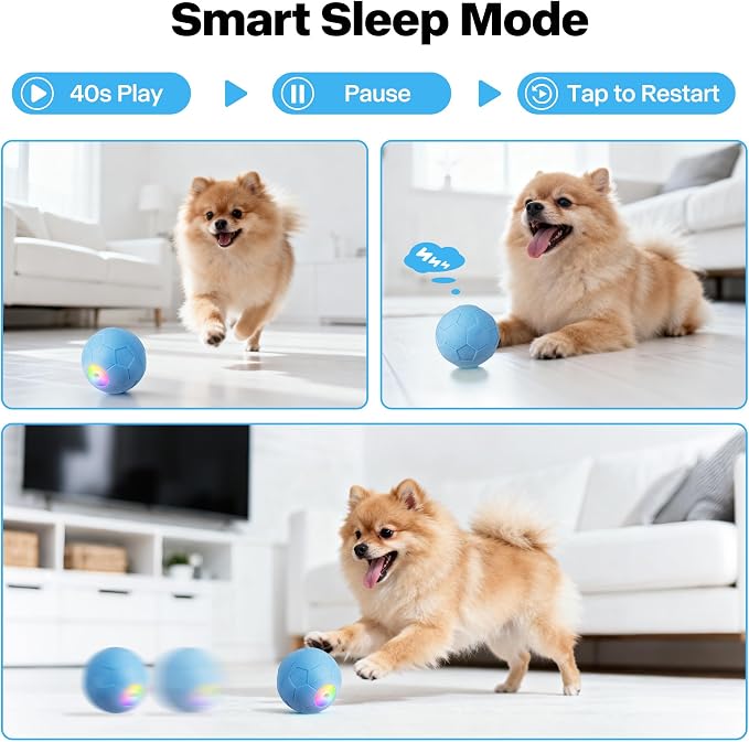 Pet Prime Interactive Dog Ball,Automatic Rolling Ball for Small,Medium & Large Dogs,Touch Activated Self Moving Toy with LED Lights, Upgraded ETPU Material,IP65 Waterproof for Indoor/Outdoor Play