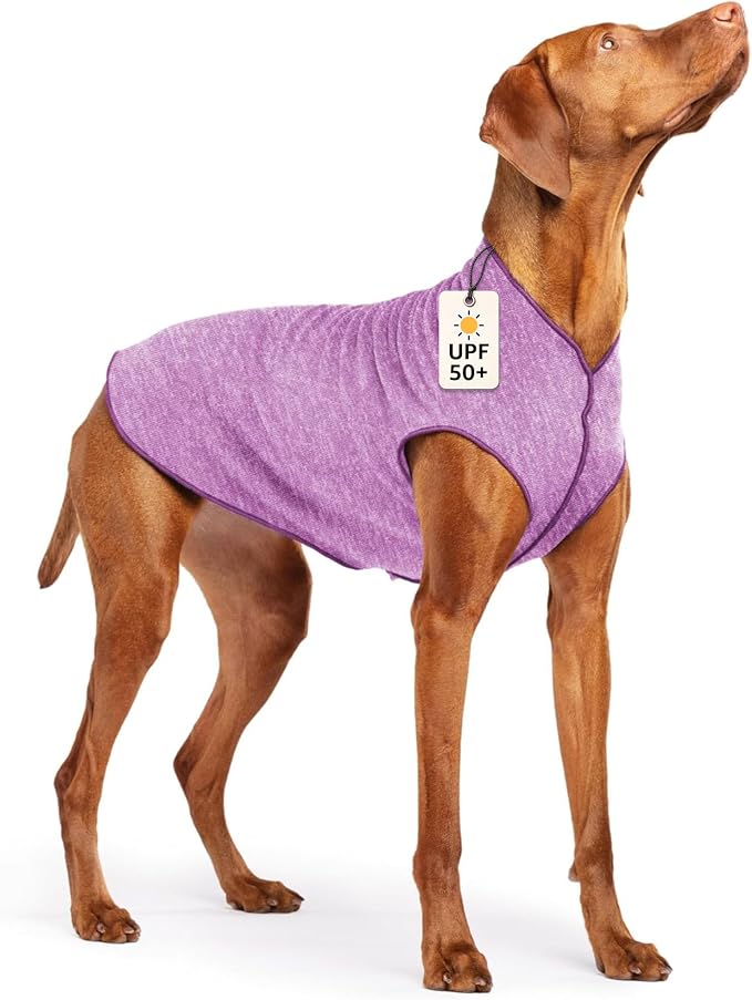 Goldpaw Dog Sun Shirt with UV Protection - Lightweight, Cooling Sun Protection Clothing for Medium Dogs - Reduce Heat Absorption - Pet Clothes Made in the USA - Machine Washable - Violet - Size 18