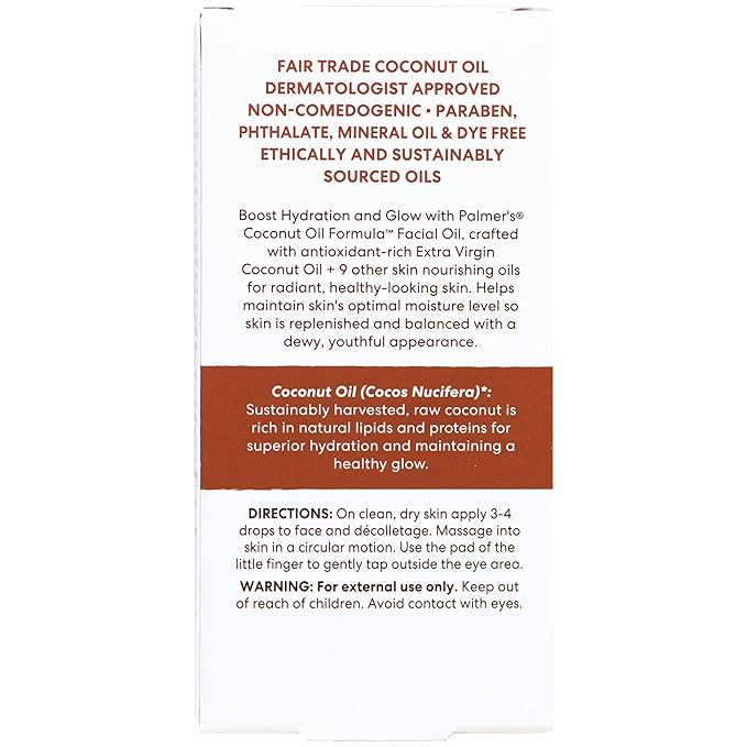 Palmer's Coconut Oil Formula Coconut Monoi Luminous Hydration Facial Oil,1 Ounce,(Pack of 2)