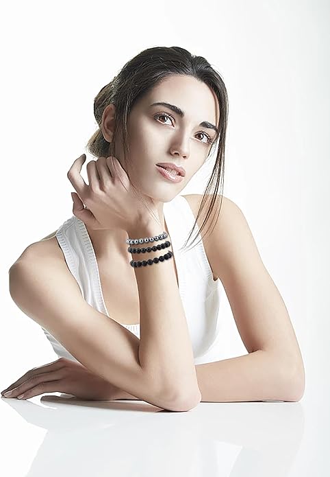 NCB 2.3-Piece 4mm Natural Crystal Gemstone Stretch Bracelets – Handmade Reiki Energy Healing Jewelry for Meditation,Yoga, Unisex