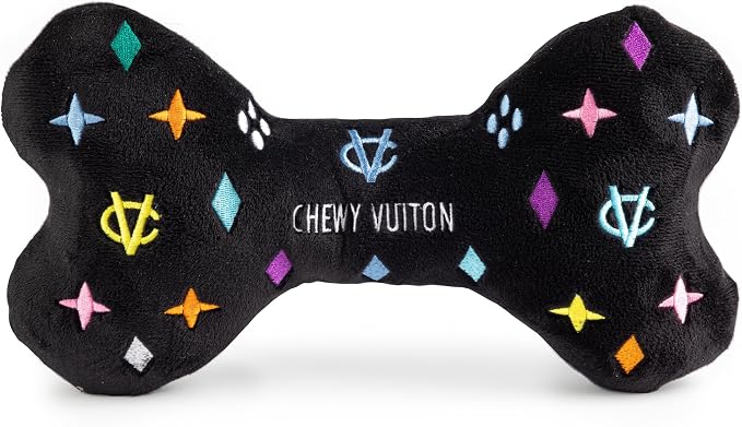 Haute Diggity Dog Chewy Vuiton Bone Plush Dog Toy, Designer Parody Toy