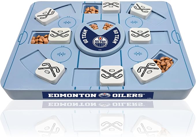 Pets First NHL Edmonton Oilers Large Puzzle Toy, New Size, Interactive Dog Treat & Slow Feeding Toy