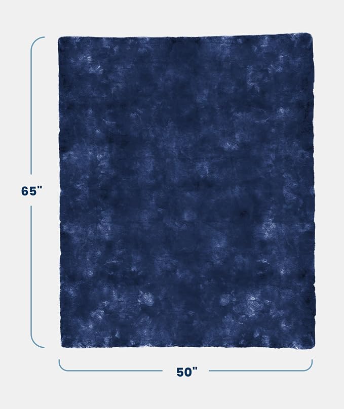 Everlasting Comfort Soft & Comfortable Navy Blue Faux Fur Throw Blanket for Couch - (50"x65") Minky & Fluffy Fall Blankets & Throws, Plush Fuzzy for Bed, Sofa & Living Room - Cozy Home Decor