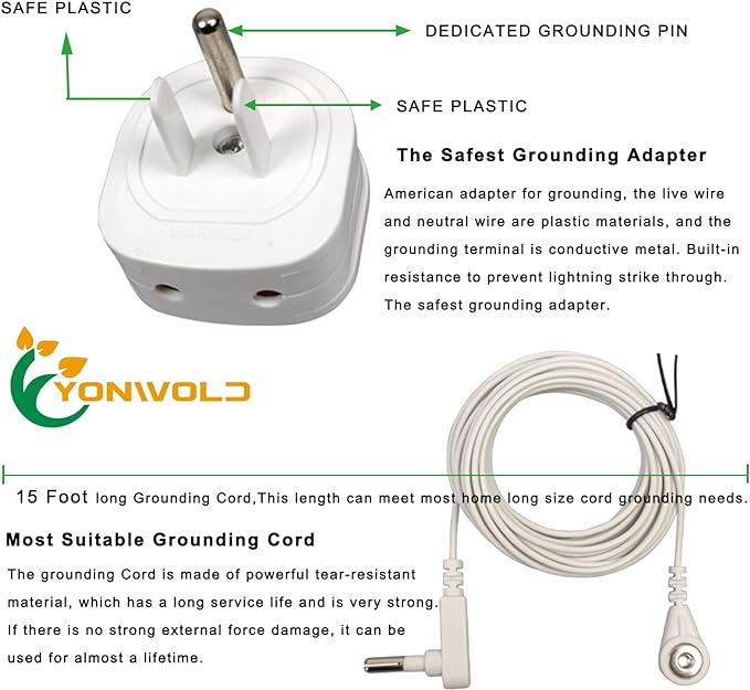 Grounding Sheet Full Size，10% Pure Silver Fiber+400 Thread Count Organic Cotton，Soft Earth Grounding Bed Fitted Sheets with Grounding Cord +US Safe Adapter (Full - 54"x 75"x13")