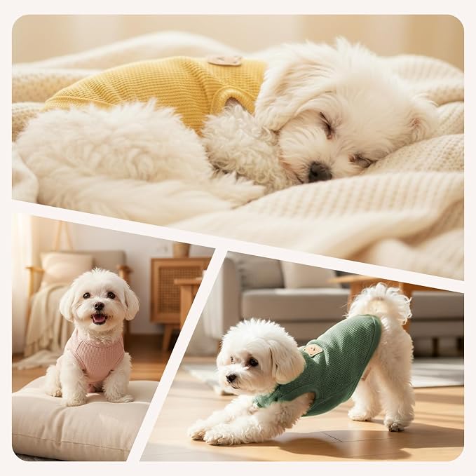 Dog Clothes for Small Dogs, Pet T-Shirt for Boys and Girls | Waffle Knit Dog Tank Top,Comfortable for Summer&Winter,Perfect for Dachshund(3PCS,Small)