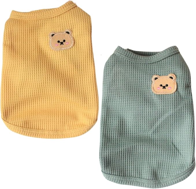 Cotton Dog & Cat T-Shirts - Soft, Breathable, Stretchy Sleeveless Vests for Medium & Small Dogs