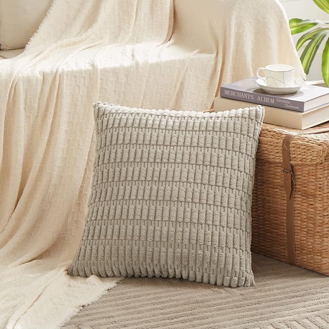 Fancy Homi 4 Packs Decorative Throw Pillow Covers for Living Room Couch Bed, Modern Farmhouse Boho Home Décor Accent Cushion Case, 22" x 22", Taupe