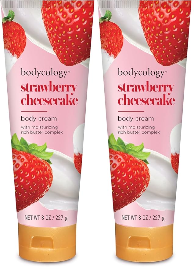 Bodycology Shea Butter Body Cream, Strawberry Cheesecake, 8 oz (Pack of 2)