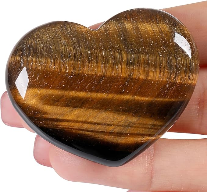 MAIBAOTA 45 mm Tiger Eye Crystal Stones Heart Love Crystal Reiki Gemstone Worry Stones for Anxiety