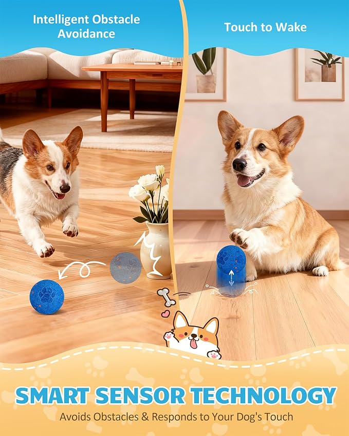 Interactive Dog Ball for Large Dogs, Self Moving Toy with Bouncing & Vibrating, 3.1" Chew-Resistant E-TPU, Indestructible, IPX7 Waterproof, Low Noise, Gift Bag – Perfect for Medium/Large Breed Dogs