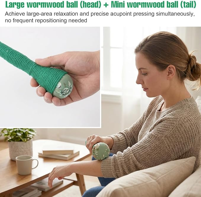 2PCS Long Size Lymphatic Drainage Hammer, Manual Body Massage Hammer, Anti Slip Longer Handheld Herbal Massage Hammer with Two Ends for Back Pain Relief (Light Green)