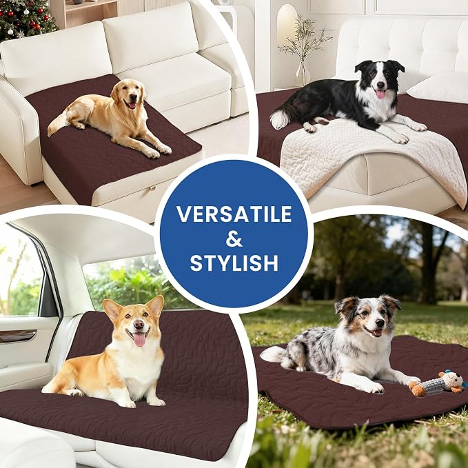 Waterproof Dog Bed Cover, Non-Slip Dog Blanket for Couch, Couch Covers for Dogs Washable, Pet Blanket for Furniture, Pet Bed Mat for Sofa, Car, Pet Supplies (52x82 Inch, Coffee)