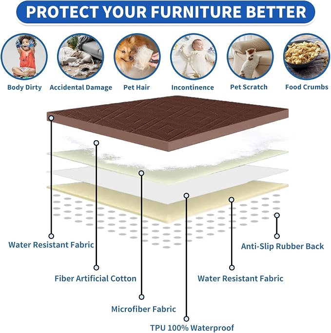 2026 Waterproof Sofa Dog Blanket (30"x70") Comfy Couch Sofa Mat for Pets with Anti-Slip Back, Universal Incontinence Lightweight Liner Pad for Furniture Car Picnic etc Durable Washable, Coffee
