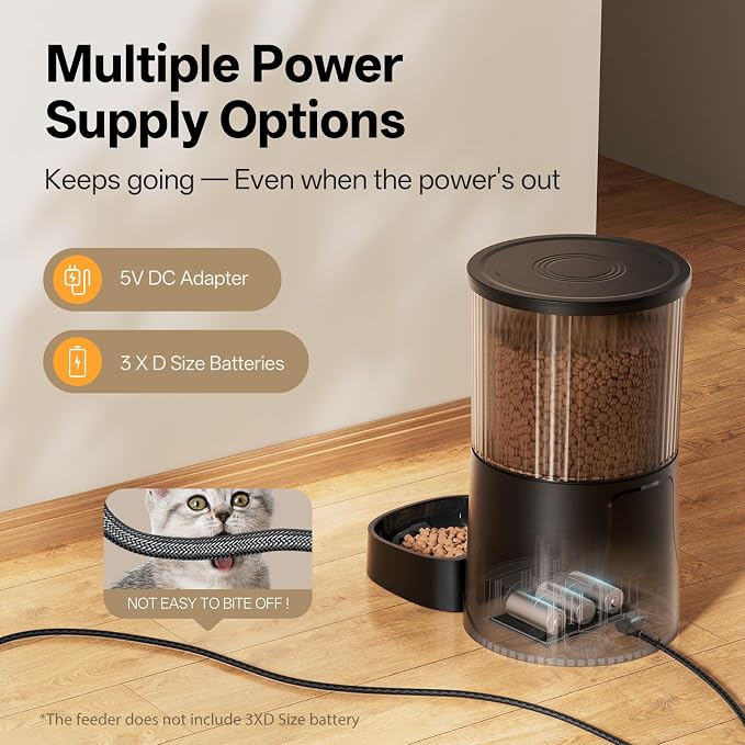Automatic Cat Feeder with Camera, 5Ghz WiFi APP Control | Auto Pet Feeder for Cats and Small Dog Indoor- Easy to Set and Clean, Dual Power, 1-6 Meals/Day, Timed Precise Feeding