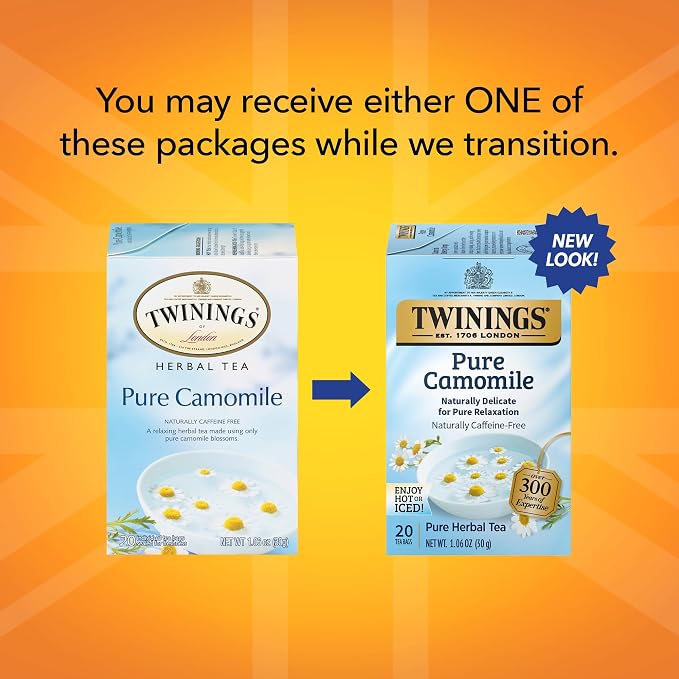 Twinings Bedtime Tea Variety 2-Pack Pure Camomile Teabags and Superblends, Cinnamon & Vanilla + Melatonin Tea, Naturally Caffeine-Free