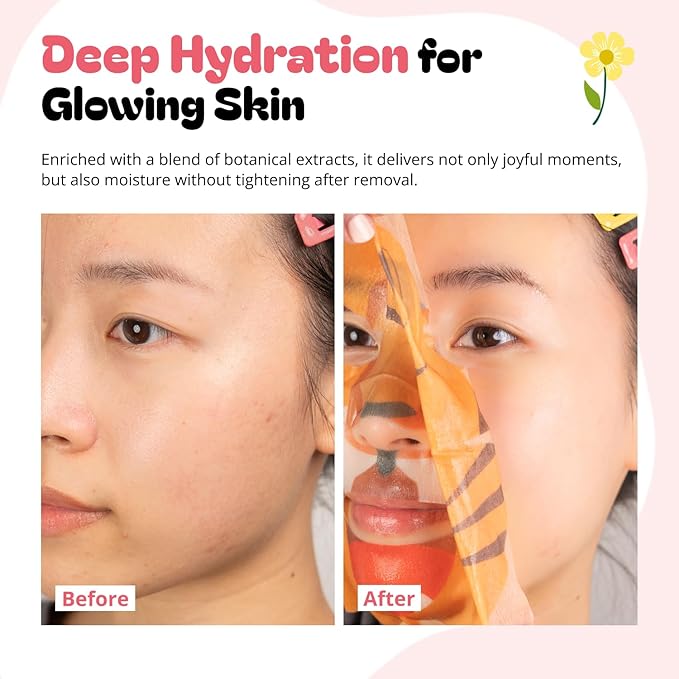 Epielle Character Face Mask Fuzzy Friends 12 Pack, Fun & Effective Korean Skin Care, Spa Party Favors, Easter Basket Stuffers, Birthday Gifts for Women, Self Care Gifts