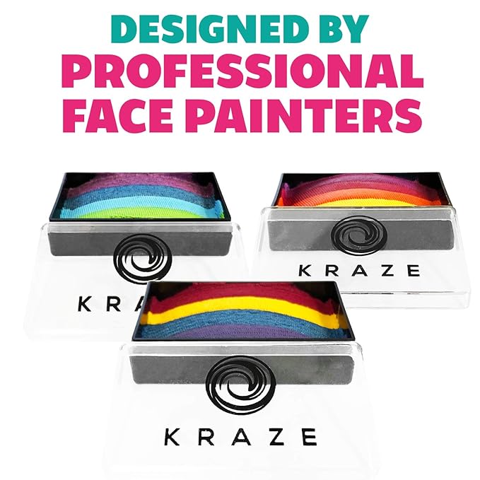 Kraze FX Dome Stroke - Burning Heart (25 gm), Professional 1-Stroke Split Cake, Hypoallergenic, Non-Toxic, Water Activated Face & Body Painting Makeup Supplies for Halloween, Kid Safe, Adults