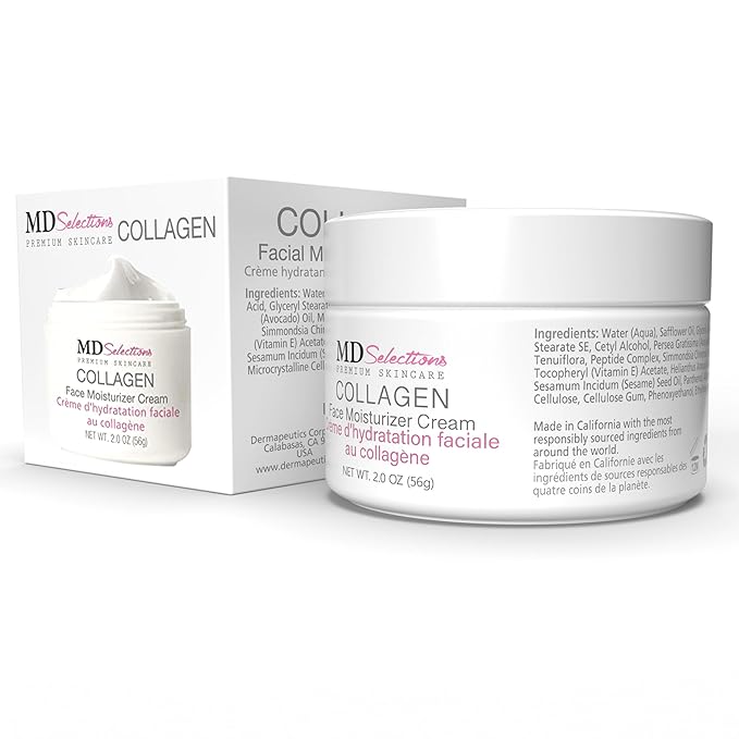 Collagen Facial Cream, Face Moisturizer Cream for Dry Skin Vegan Anti Aging Crème d' hydratation faciale au collagène, Collagen Face Cream, 2 fl oz