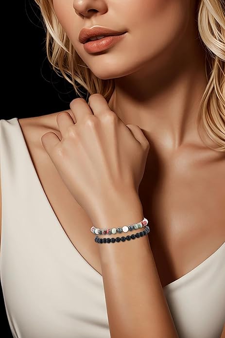 NCB 2.3-Piece 4mm Natural Crystal Gemstone Stretch Bracelets – Handmade Reiki Energy Healing Jewelry for Meditation,Yoga, Unisex